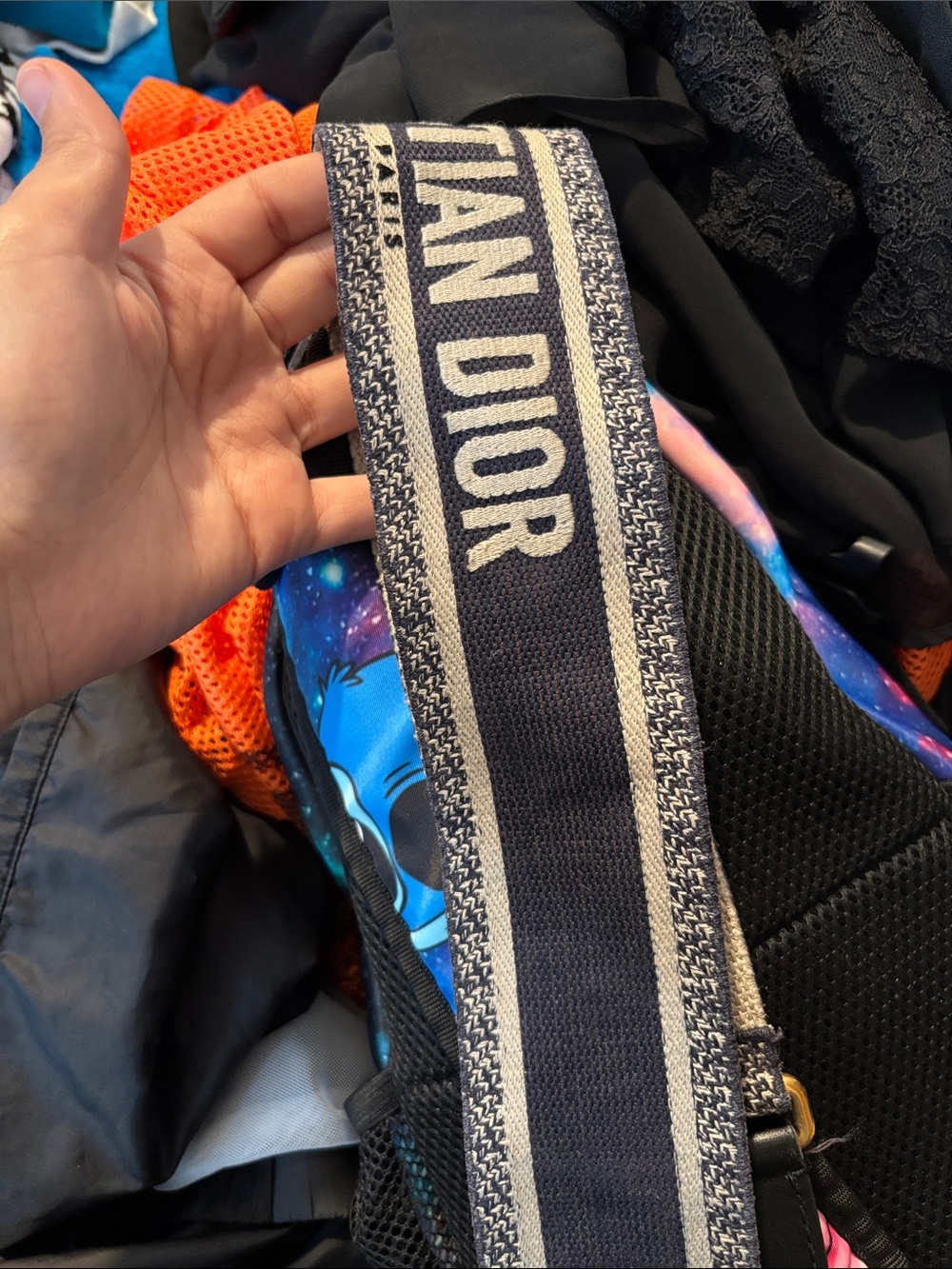 Dior Navy and Ivory Jacquard Logo Strap